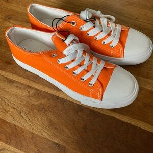 Orange Canvas Sneakers hello basics new woman’s size 8